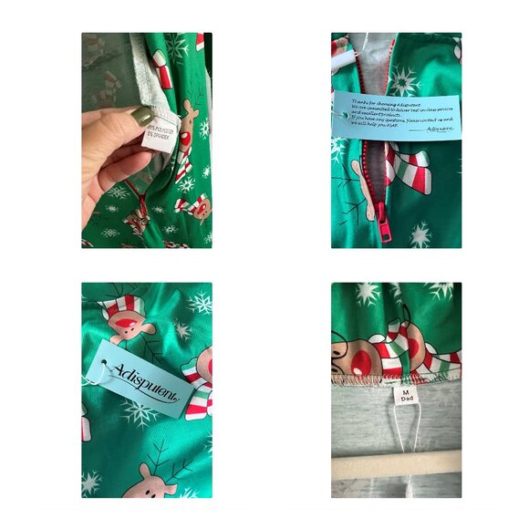 Matching Family Pajamas Reindeer Antler Zipper Onesie GREEN SZ M / DAD NWT - Picture 9 of 12